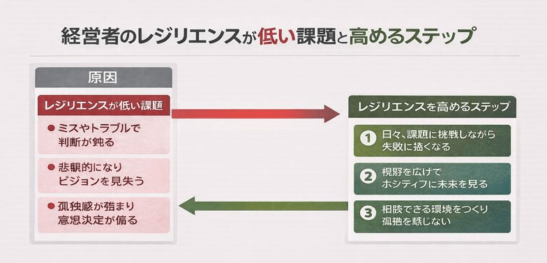 経営者のレジリエンスが低い課題と高めるステップ