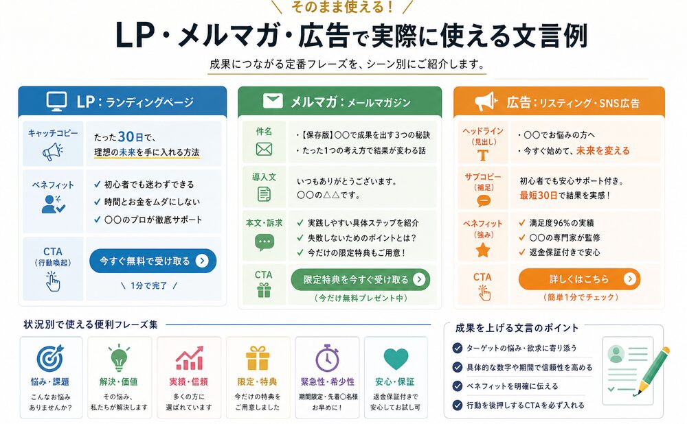 LP・メルマガ・広告で実際に使える文言例