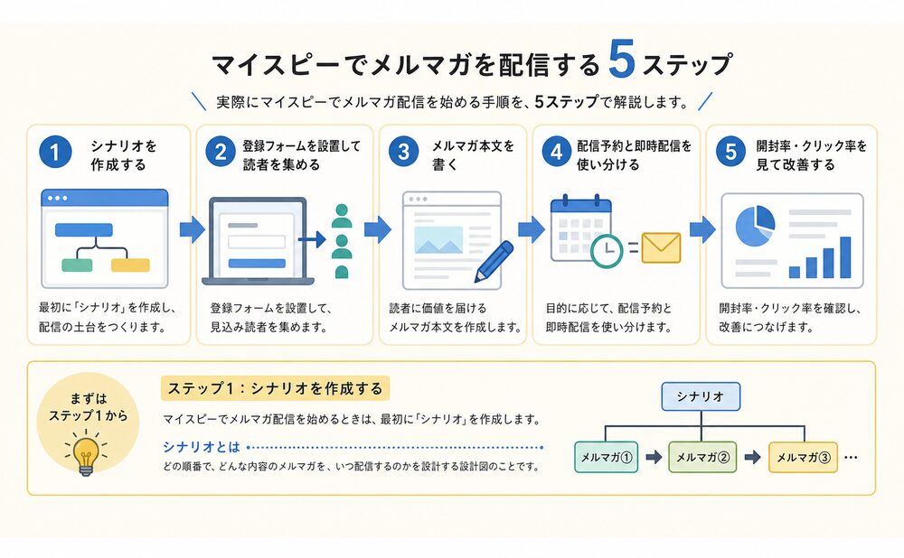 マイスピーでメルマガを配信する5ステップ
