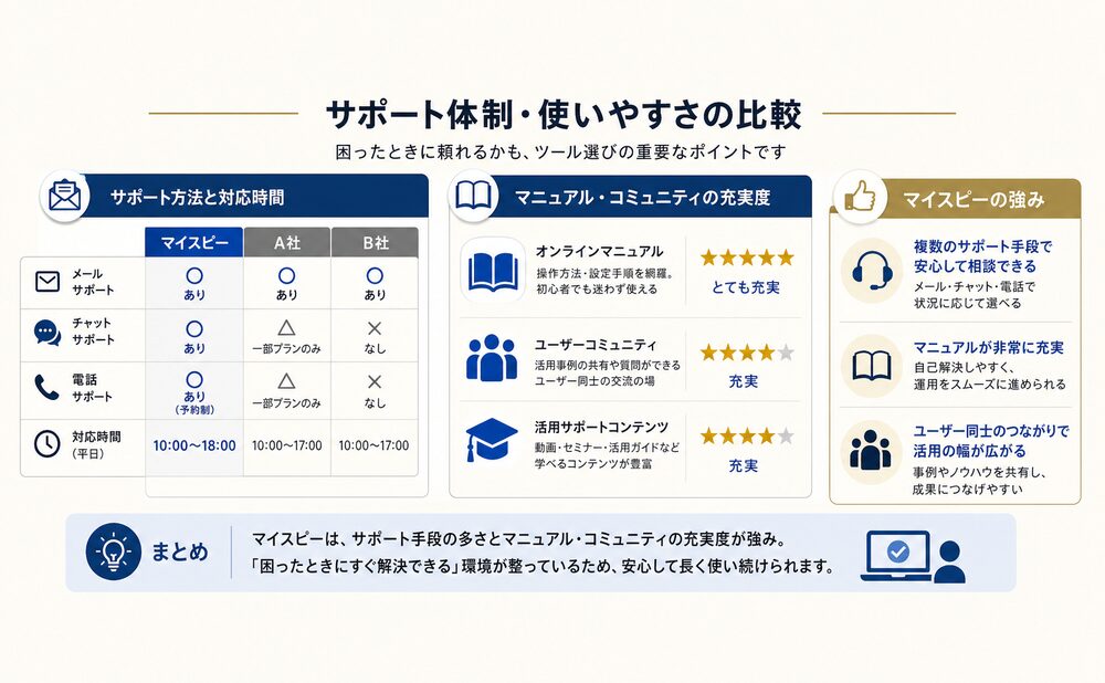サポート体制・使いやすさの比較