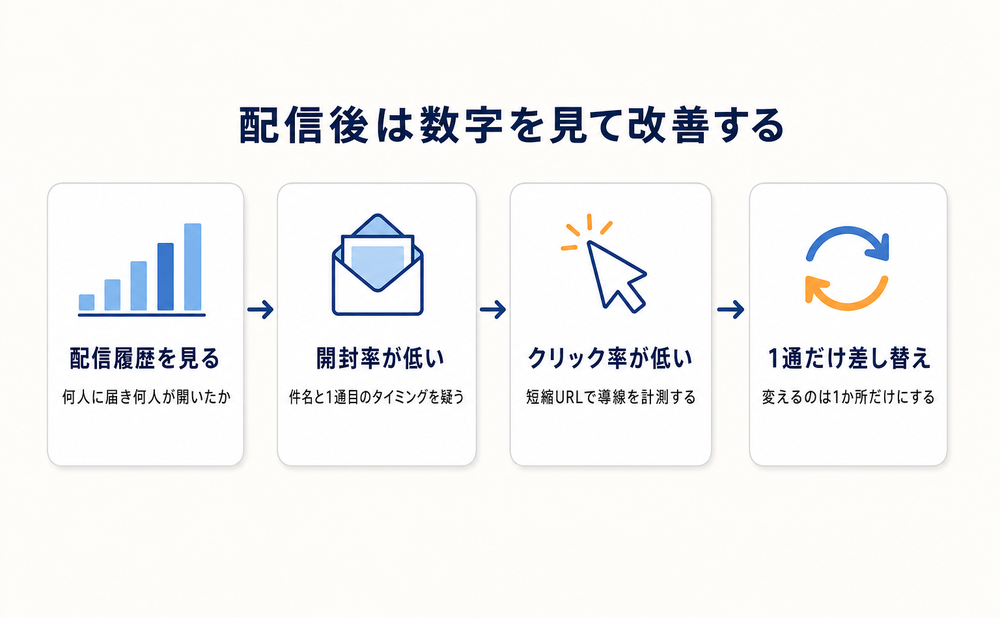 配信後が本番！開封率とクリック率を見て改善する手順